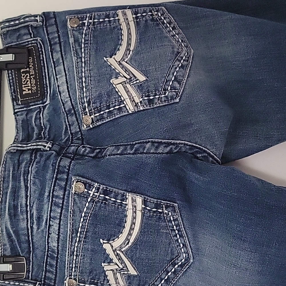 Vintage miss me straight  leg size30 blue jean white stitch pocket detail